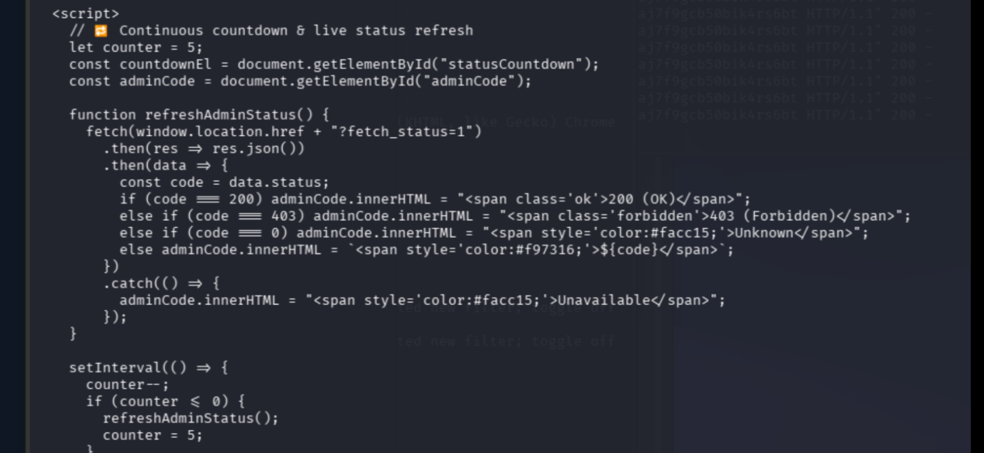 restart=1 POST response revealing the governing script path